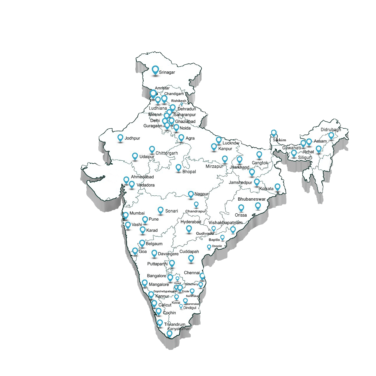 Indian Map with Elite Services