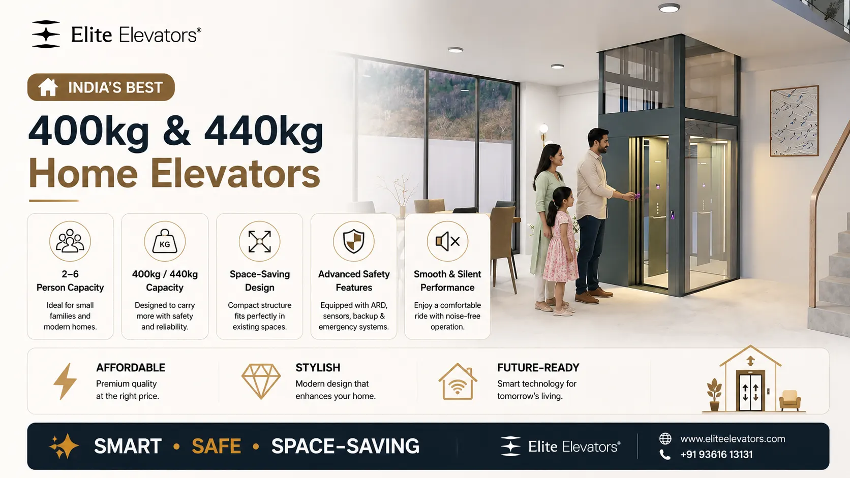 indias best 400kg 440kg 2-6 person elevator
